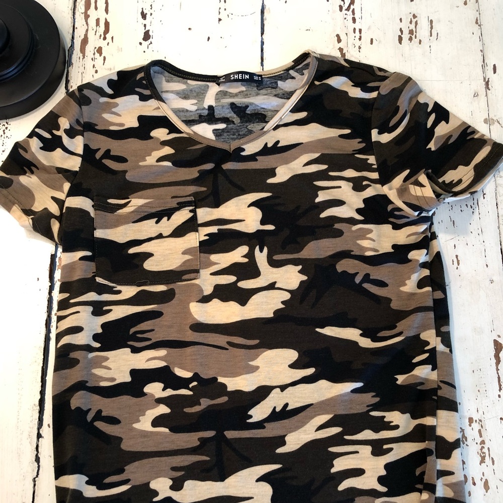 Shein camo v neck